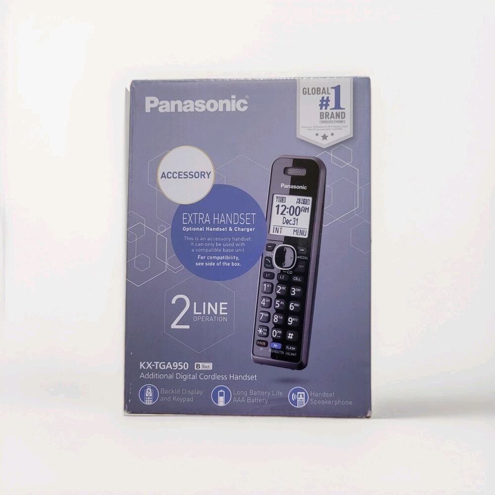 Panasonic Consumer Accessory 2-Line Handset for KX-TG95XX KX-TGA950B UPC 8851...